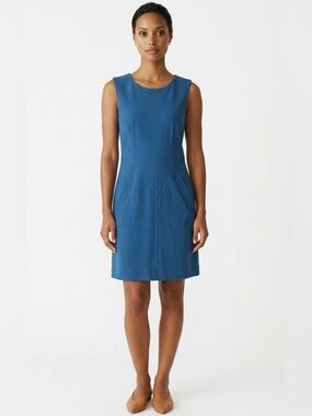 DIANE VON FURSTENBERG DVF Dress Ponte Knit Blue Career Sleeveless Sz 2